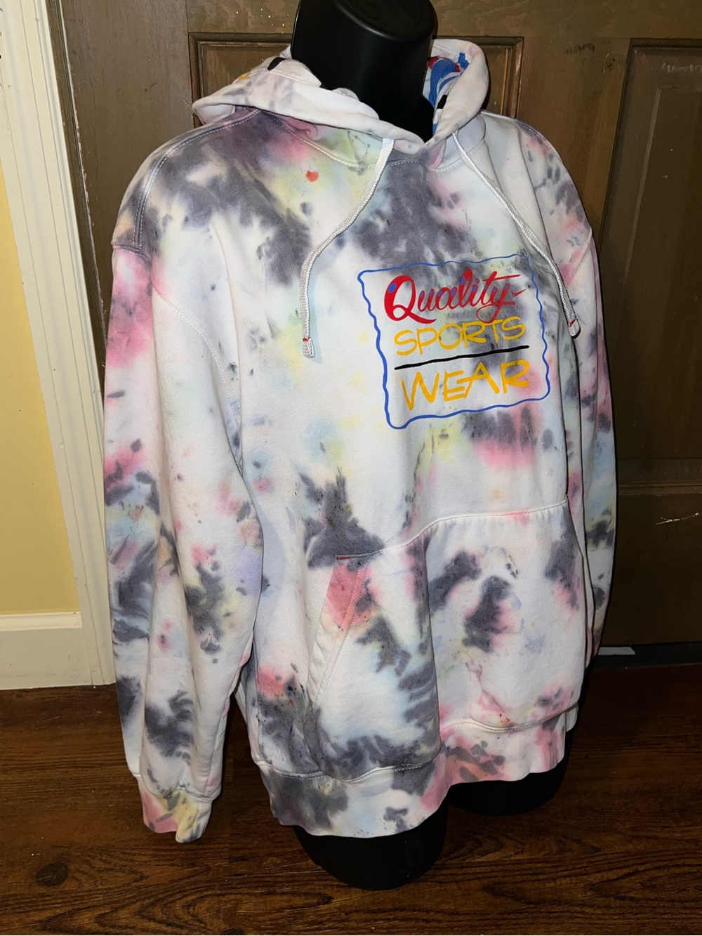 Nike Tie Dye Fleece Hoodie Retro Activewear 90’s White Colorful Graphic Size M - Picture 8 of 11